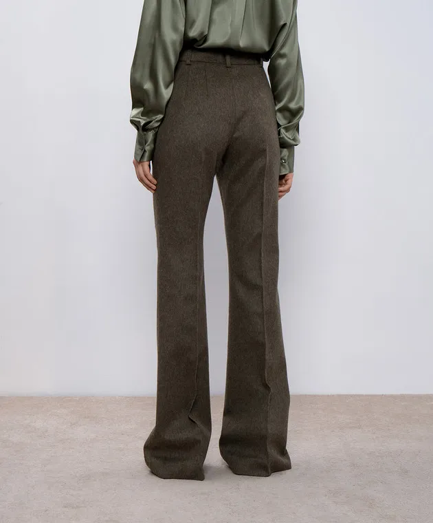 Ermanno Scervino Khaki flared pants with wool