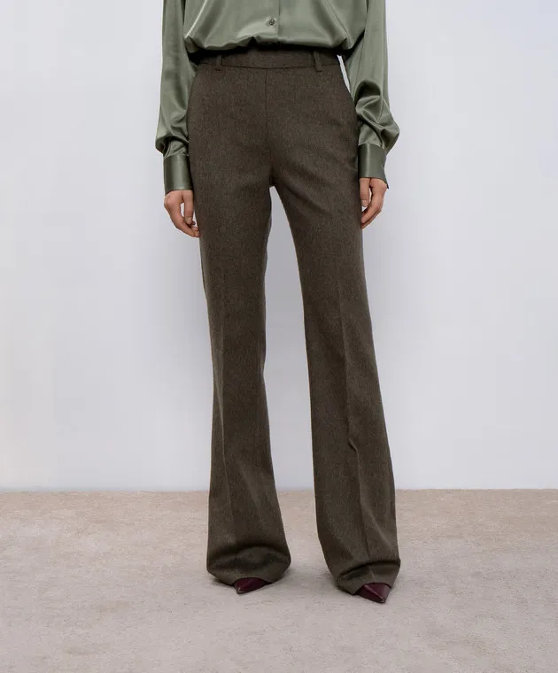 Ermanno Scervino Khaki flared pants with wool