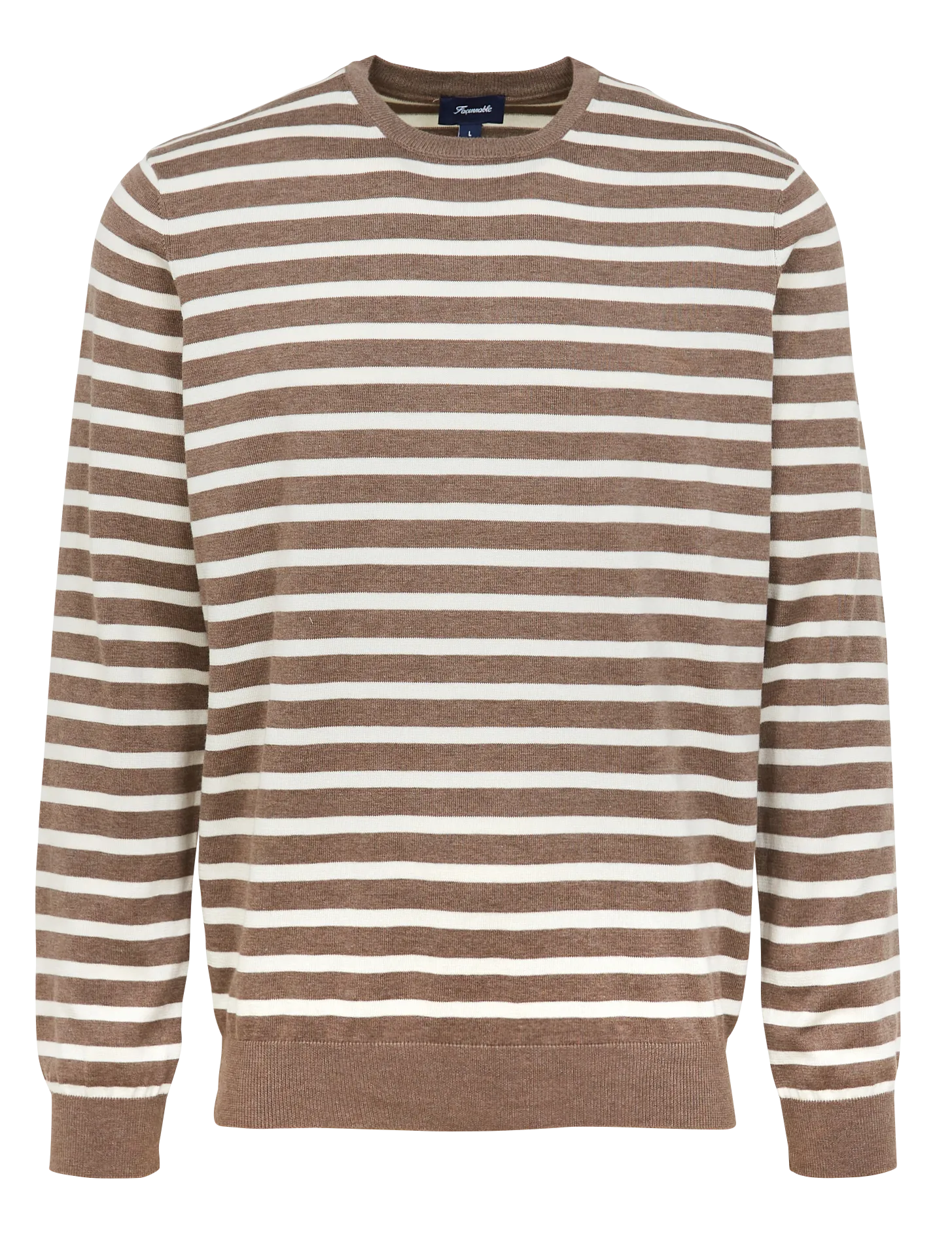 FACONNABLE Jersey de cuello redondo a rayas de algodón y seda mezclados. en multicolor