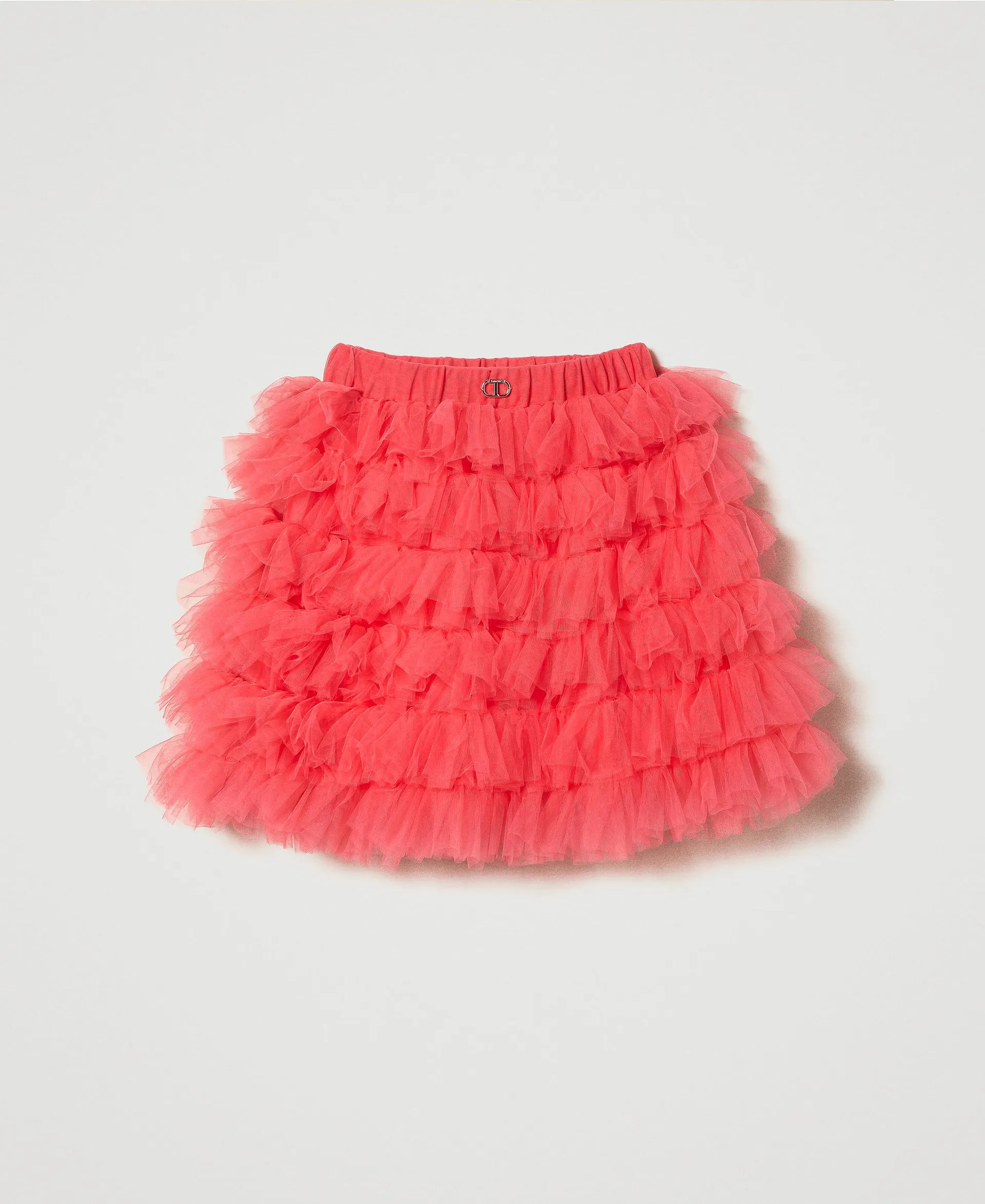 Falda corta de tul con volantes