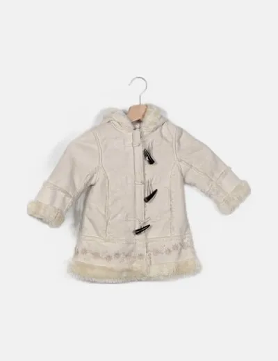 Girl2girl Abrigo beige capucha pelo