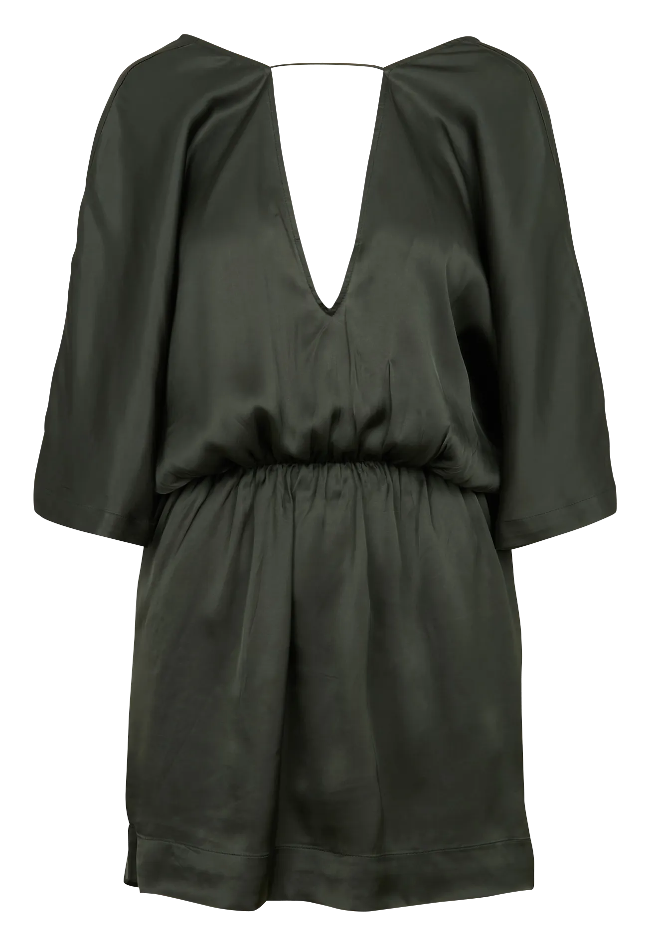 KARMA KOMA GUILA  VESTIDO CORTO SATINADO CON ESPALDA DESCUBIERTA EN VERDE
