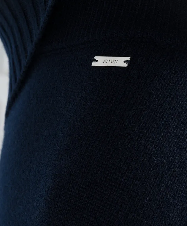 Kiton Blue cashmere skirt with logo