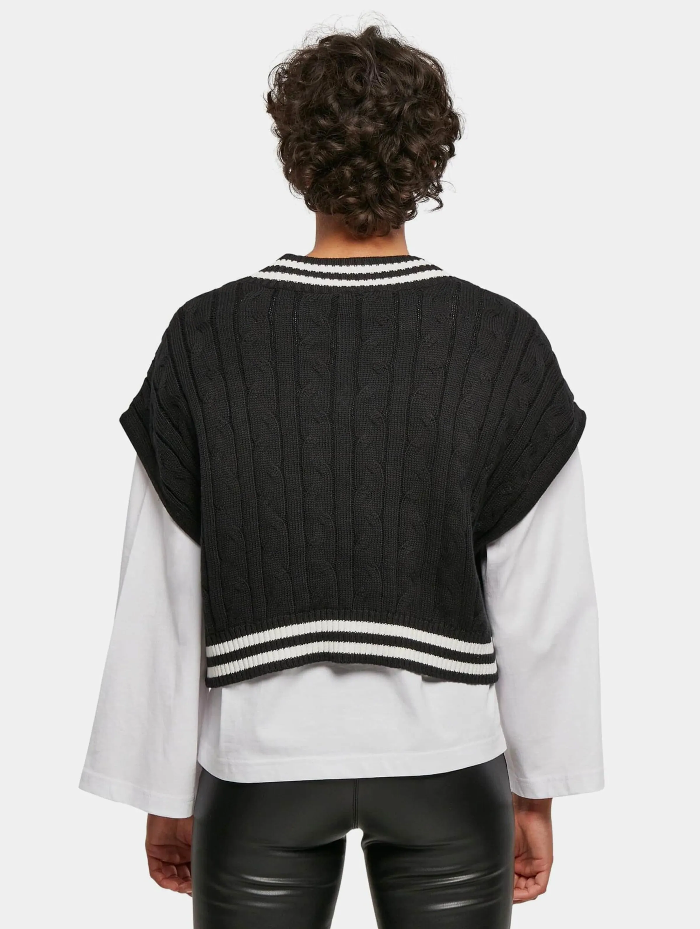 Ladies Cropped Knit College Slipover