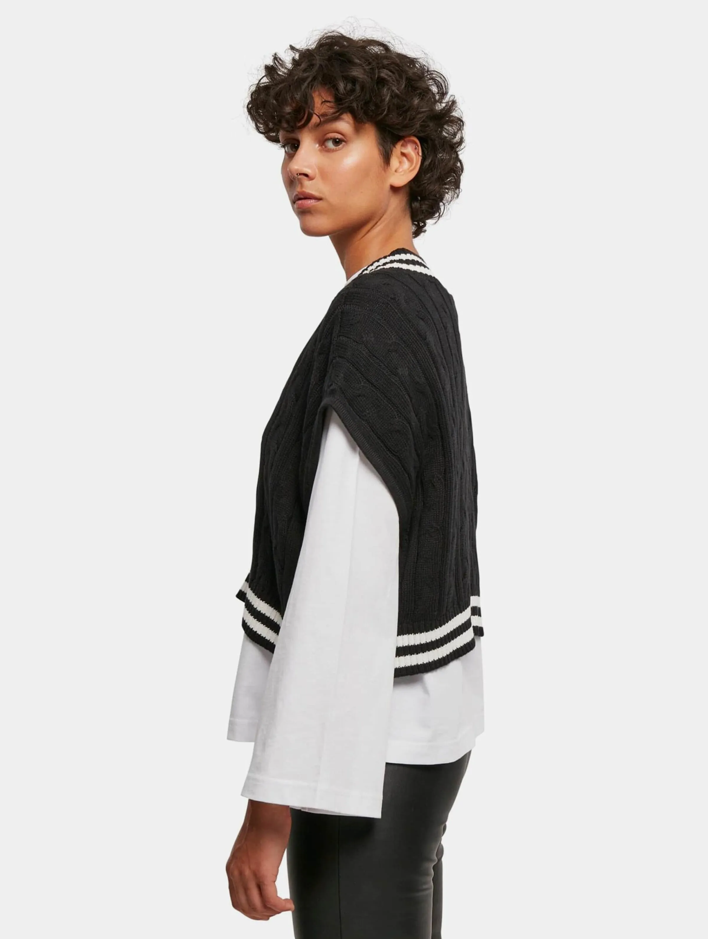 Ladies Cropped Knit College Slipover