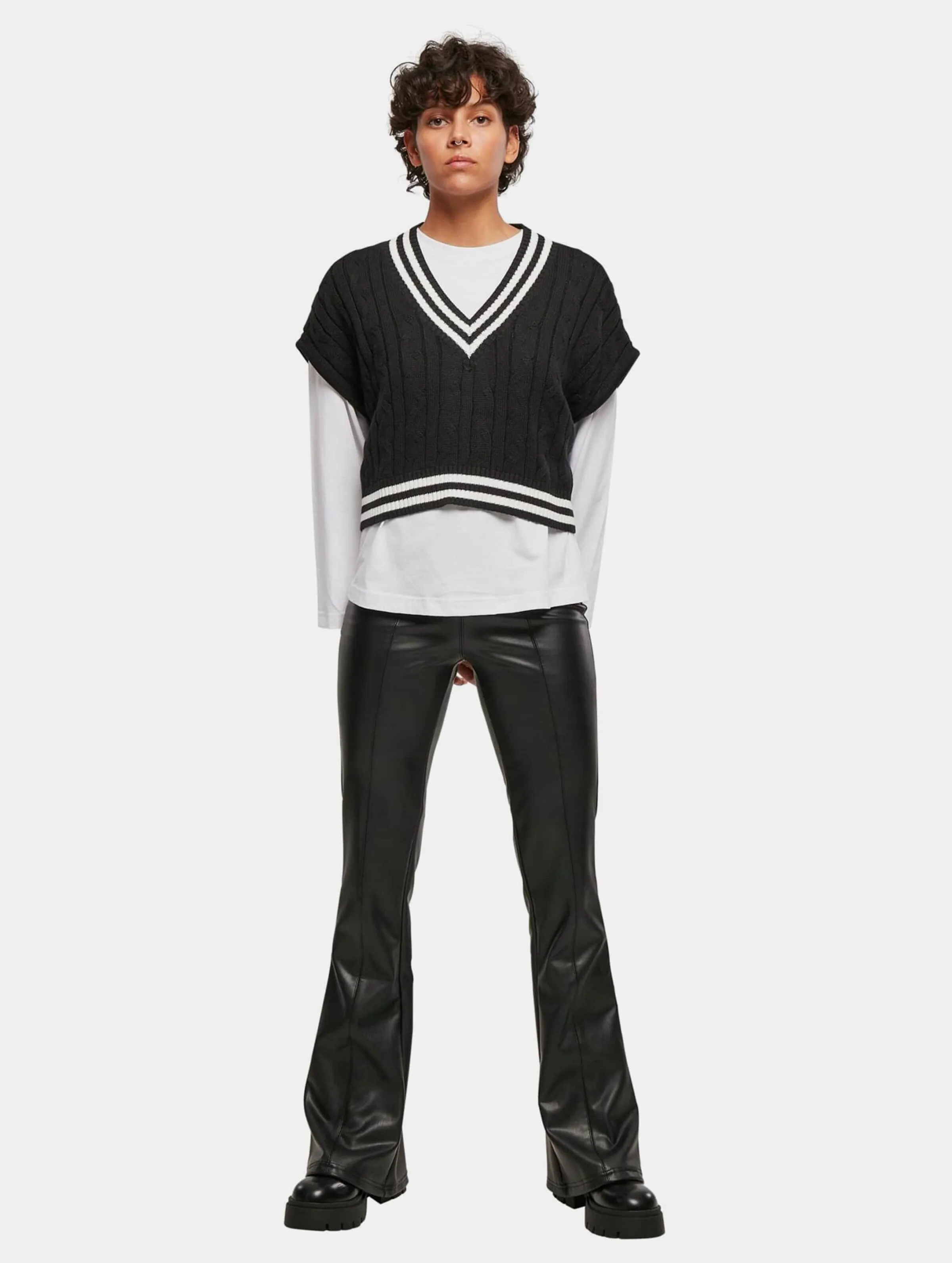 Ladies Cropped Knit College Slipover