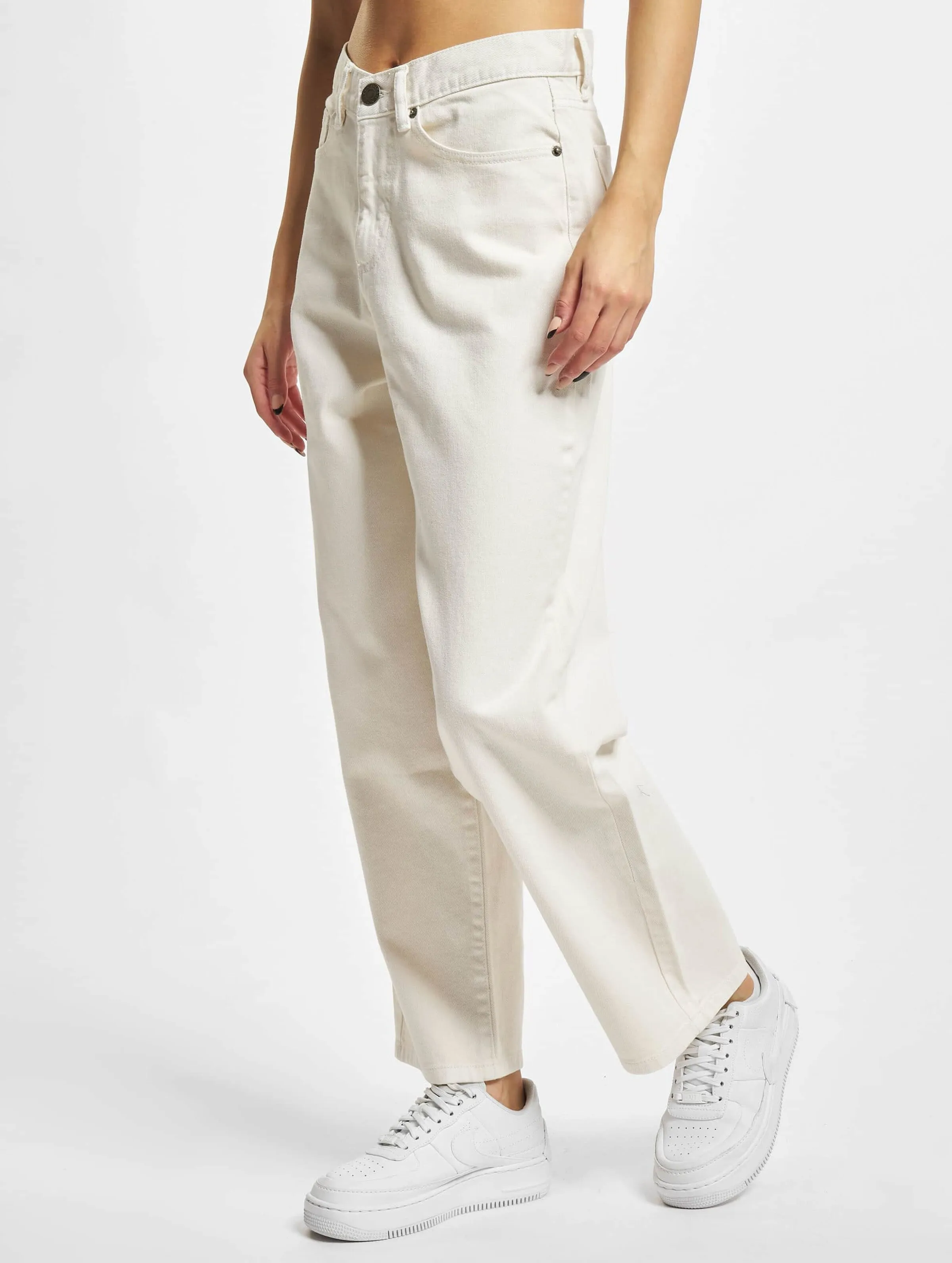 Ladies High Waist Wide Leg Cropped Denim 