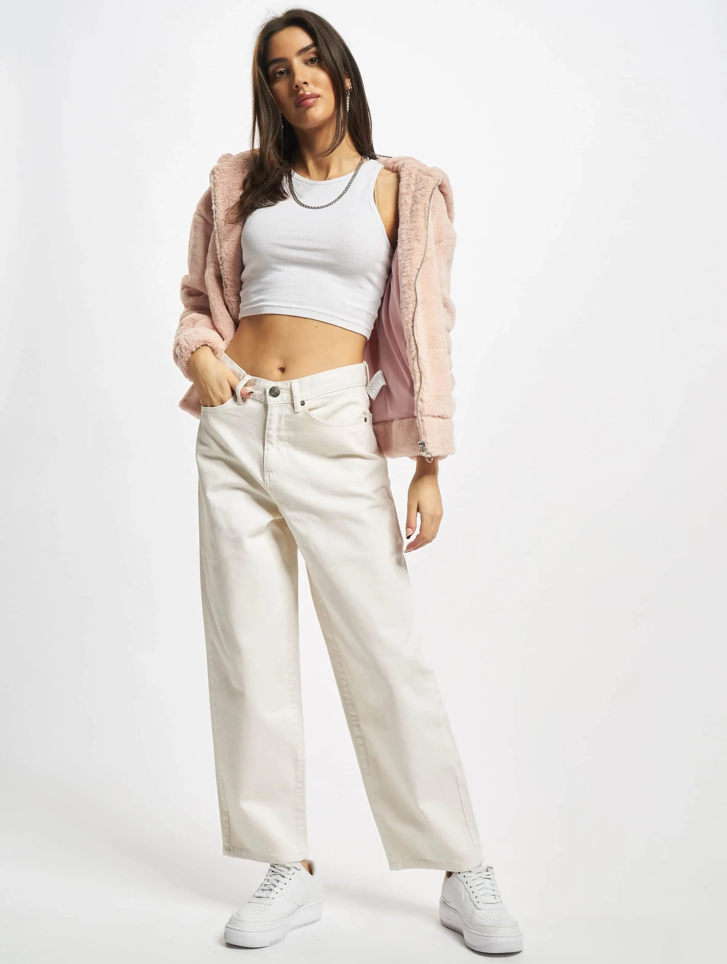 Ladies High Waist Wide Leg Cropped Denim 