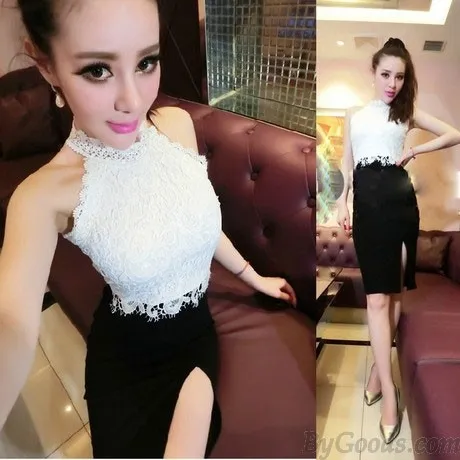 Ladies Sexy Nightclub Lace Stitching Package Hip Skirts