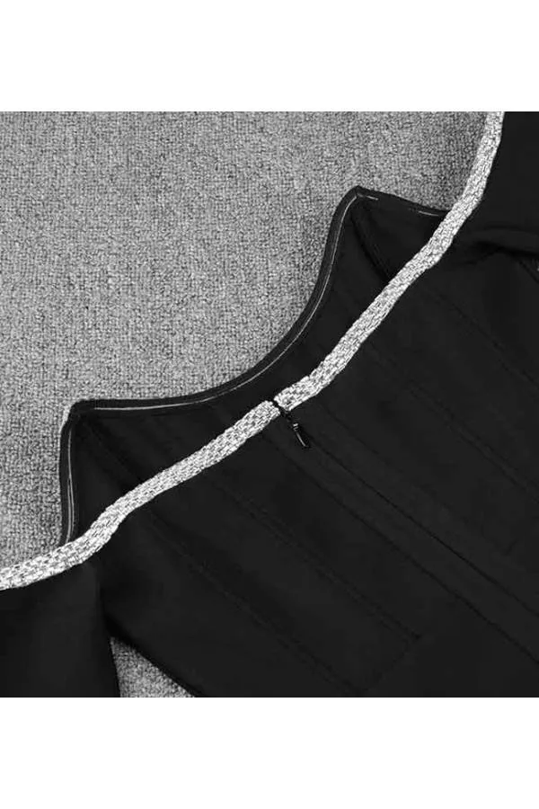 Luxe maxi vestido de fiesta pedrería escote barco