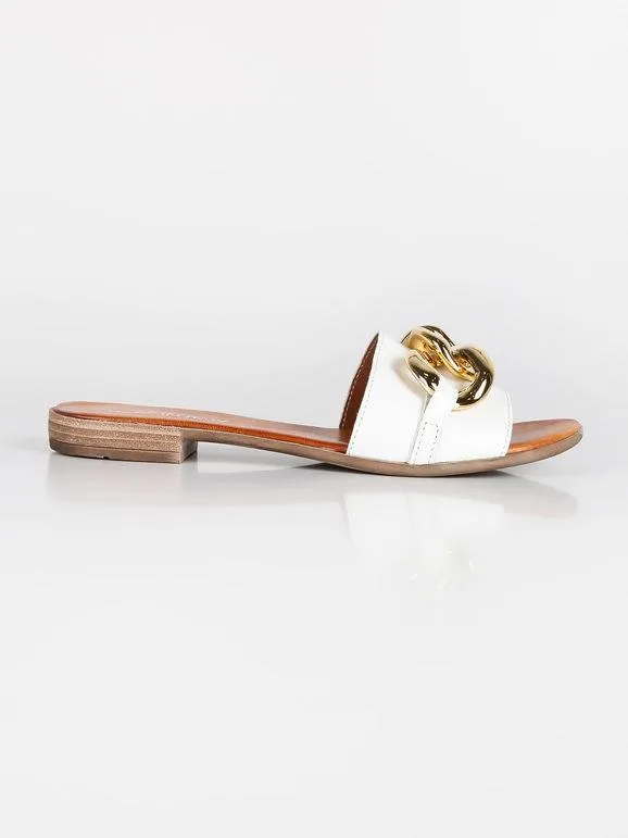 Made In Italy Zapatillas de piel con cadena