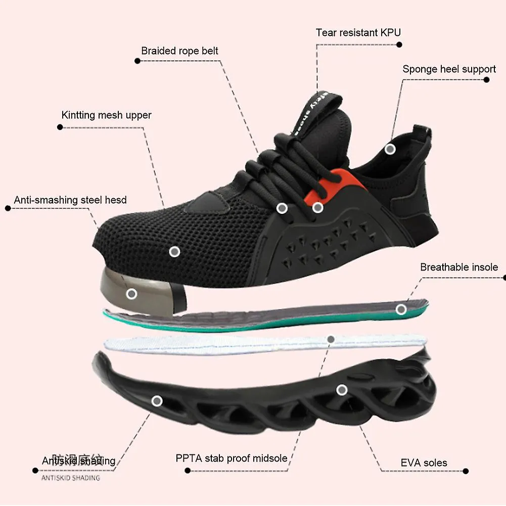 Men Labor Protection Shoes Steel Toe Breathable Antiknock Punctureproof Safety Work Footwear(42 )