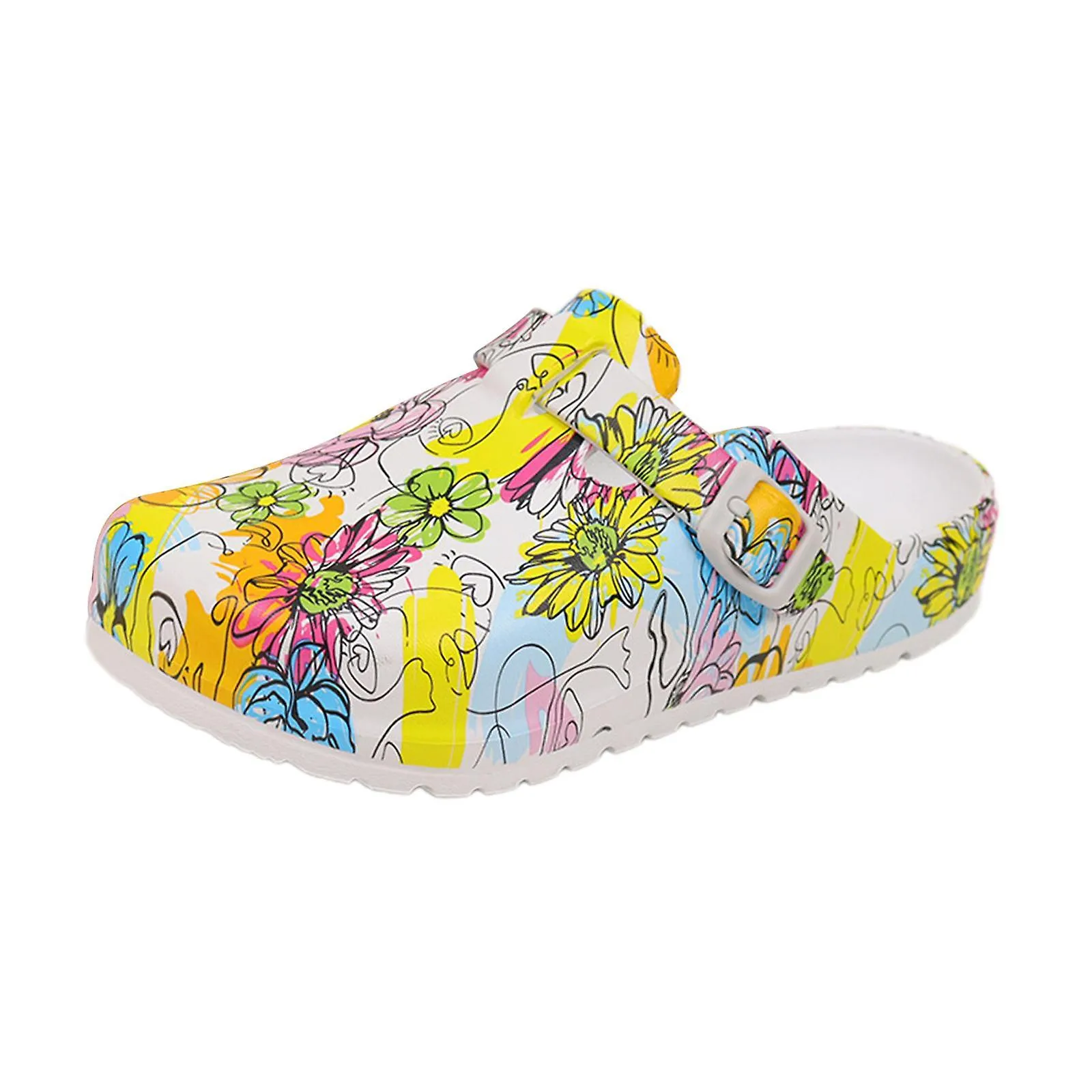 Nursing Shoes Cartoon Printed Anti Slip Nurse Clogs for Kitchen Indoor Beach 36