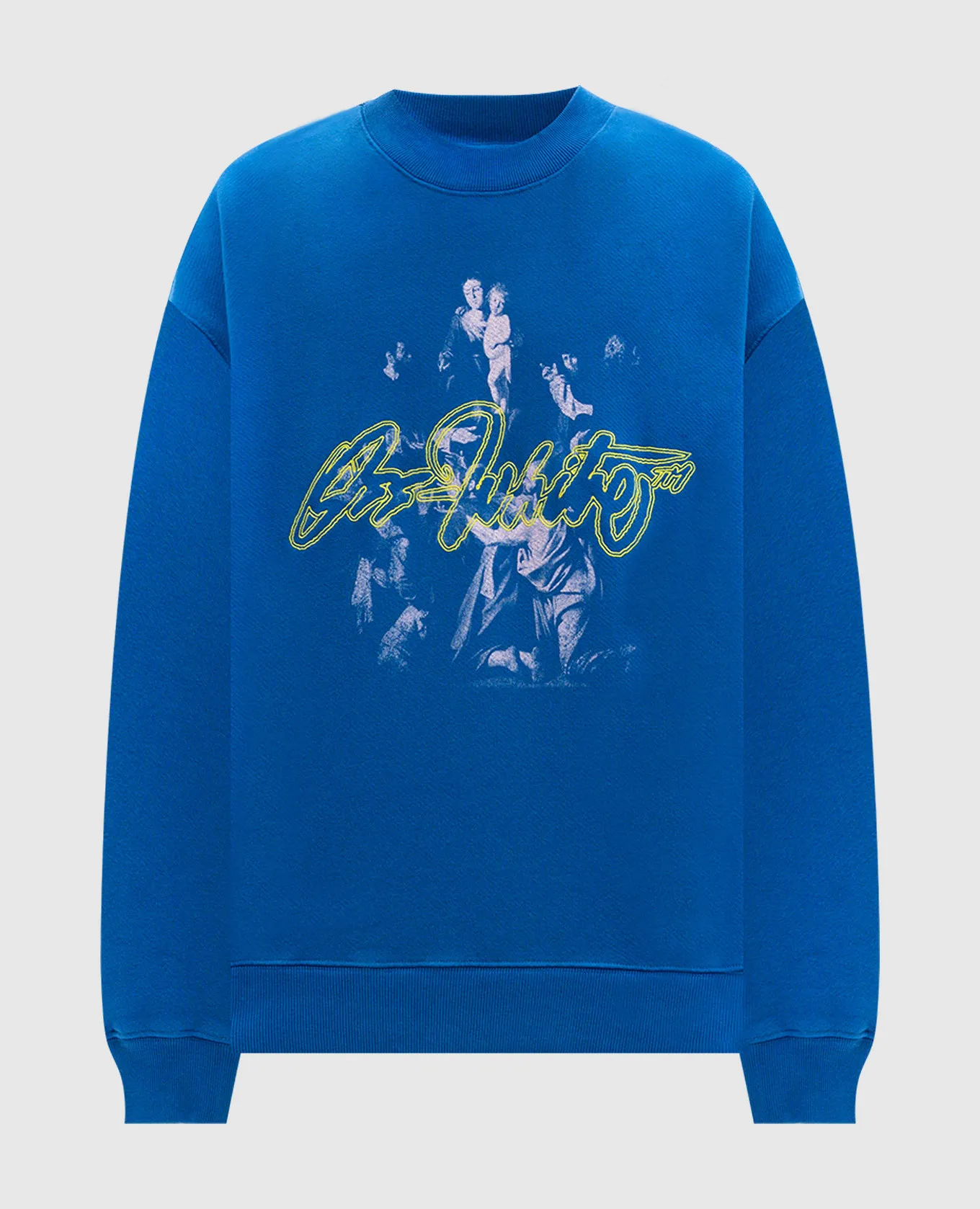 OFFWHITE BLUE SCRIPT MARY LOGO EMBROIDERED SWEATSHIRT