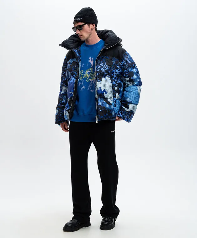 OFFWHITE BLUE SCRIPT MARY LOGO EMBROIDERED SWEATSHIRT