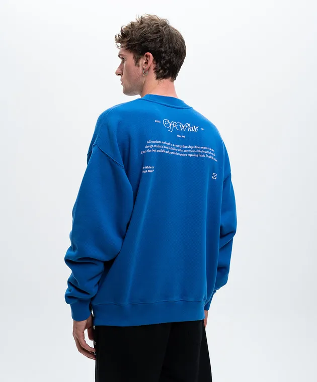 OFFWHITE BLUE SCRIPT MARY LOGO EMBROIDERED SWEATSHIRT