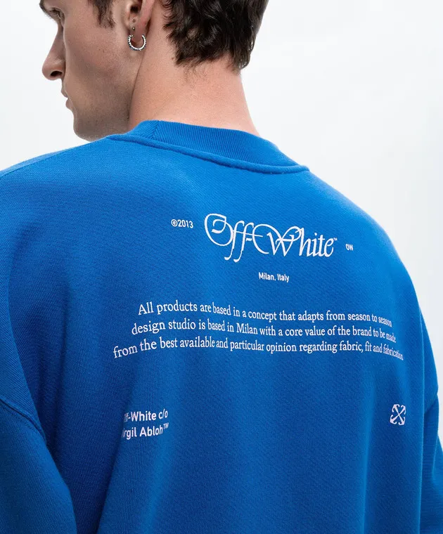 OFFWHITE BLUE SCRIPT MARY LOGO EMBROIDERED SWEATSHIRT