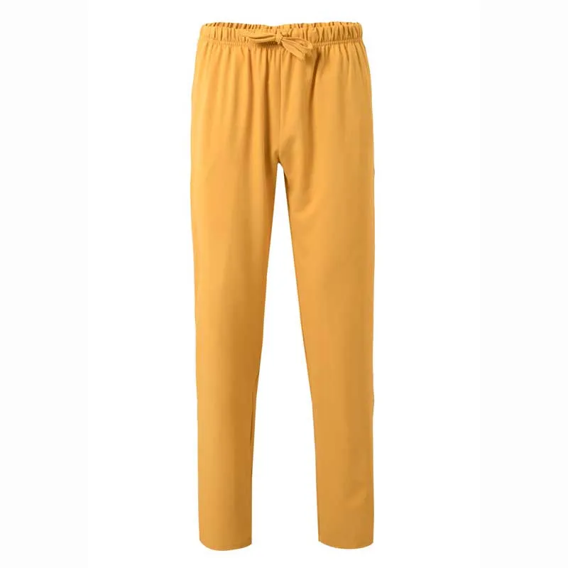 PANTALóN LABORAL DE MICROFIBRA MOSTAZA CON GOMA Y CINTAS  VELILLA