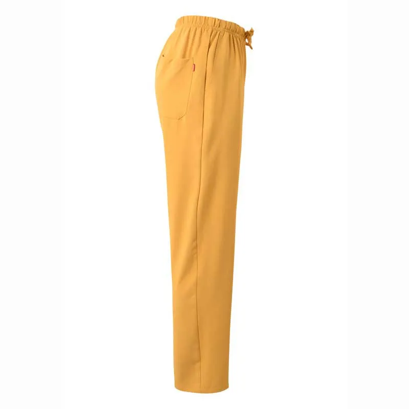 PANTALóN LABORAL DE MICROFIBRA MOSTAZA CON GOMA Y CINTAS  VELILLA