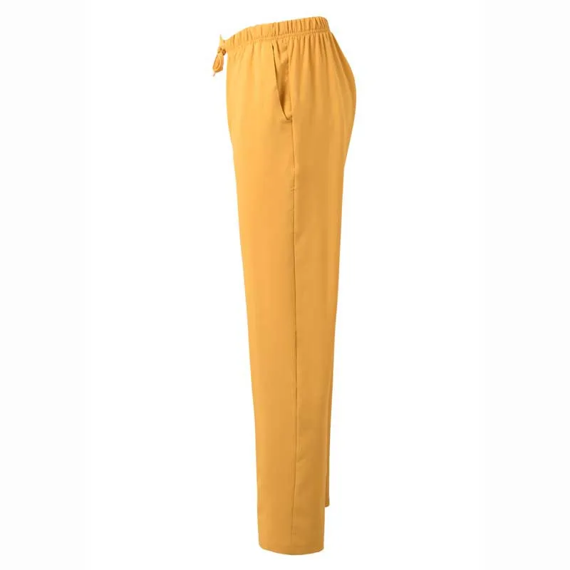 PANTALóN LABORAL DE MICROFIBRA MOSTAZA CON GOMA Y CINTAS  VELILLA