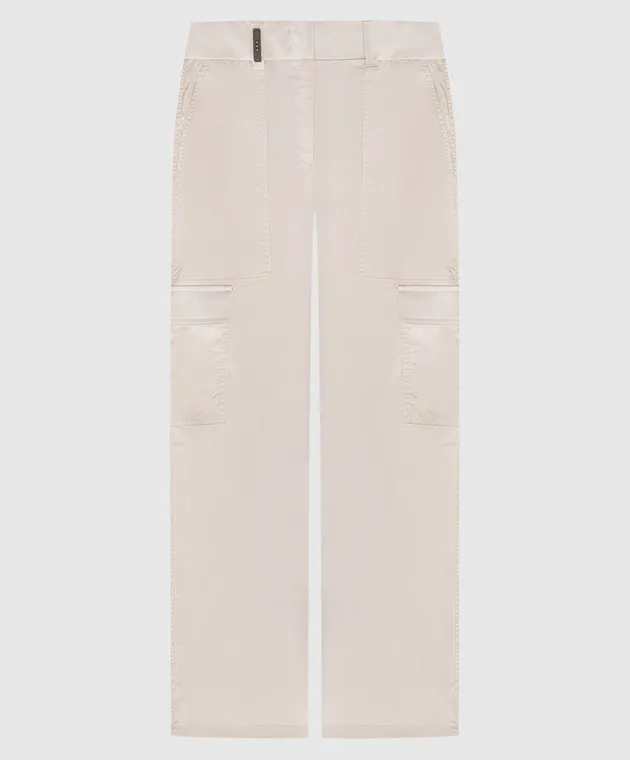 Peserico Beige cargo pants with a branded patch