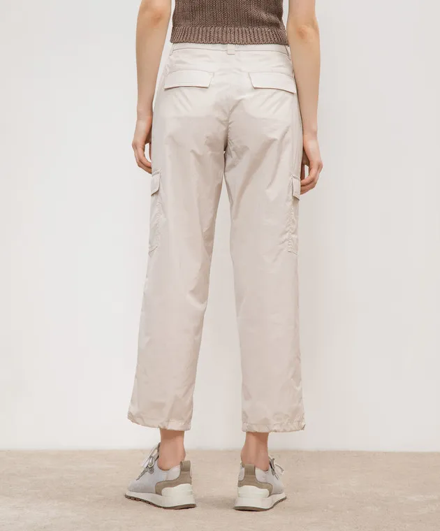Peserico Beige cargo pants with a branded patch