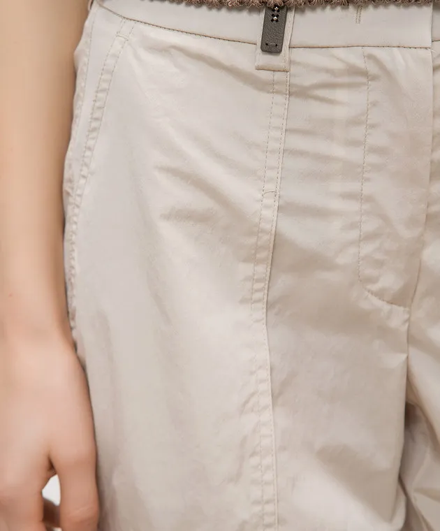 Peserico Beige cargo pants with a branded patch