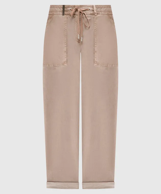 Peserico Beige pants with a brand patch