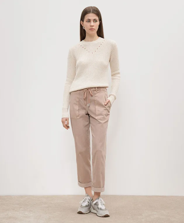 Peserico Beige pants with a brand patch