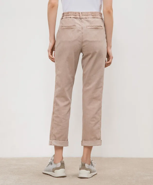 Peserico Beige pants with a brand patch