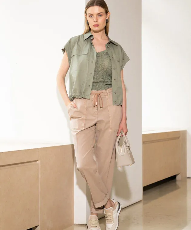 Peserico Beige pants with a brand patch