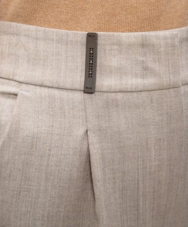Peserico Beige pants with wool with monil chain