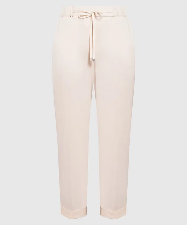 Peserico Beige wool pants with lapels