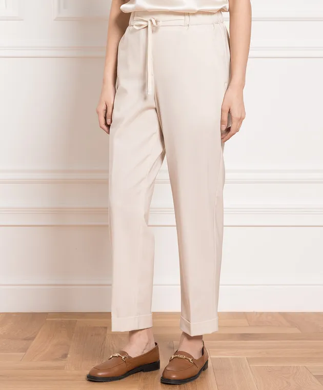 Peserico Beige wool pants with lapels