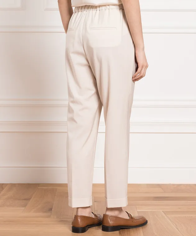 Peserico Beige wool pants with lapels