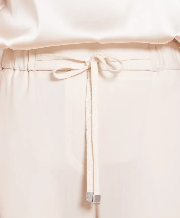 Peserico Beige wool pants with lapels