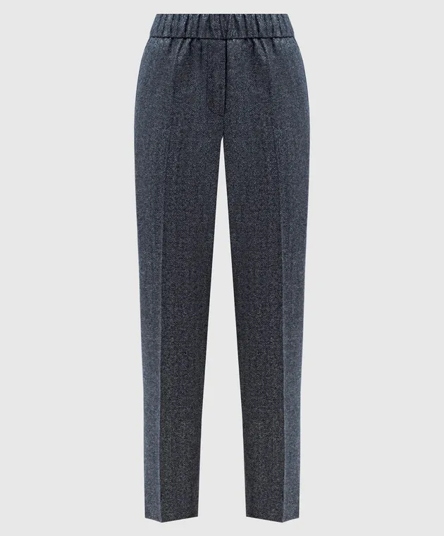 Peserico Blue pants with wool with monil chain with lurex