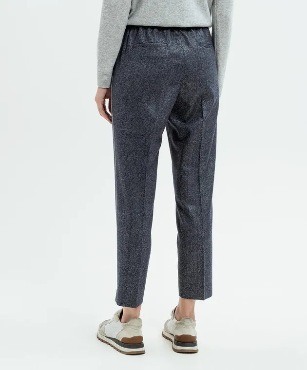Peserico Blue pants with wool with monil chain with lurex
