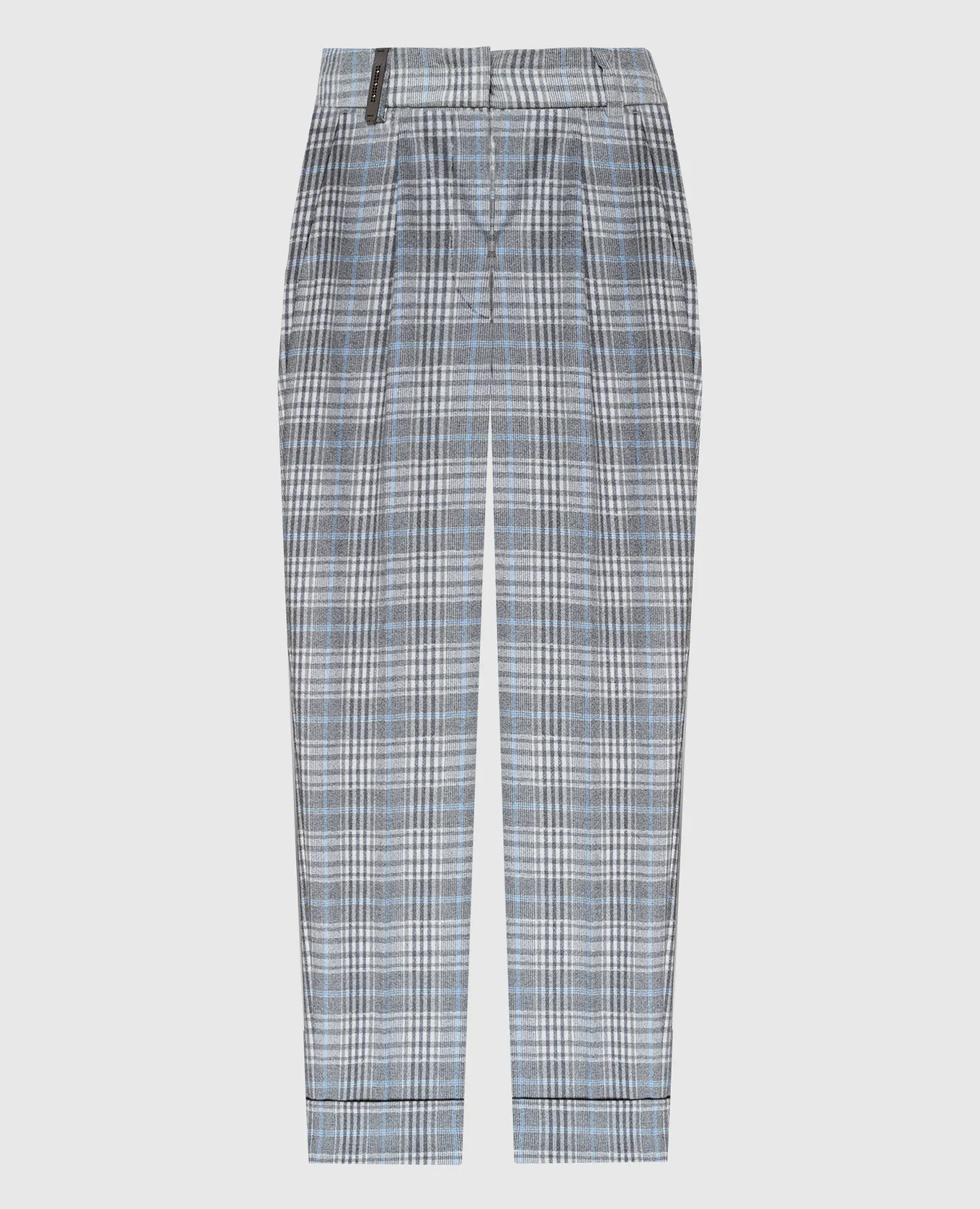Peserico Gray checkered wool pants