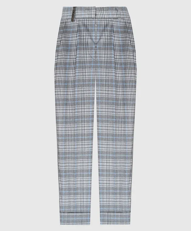 Peserico Gray checkered wool pants