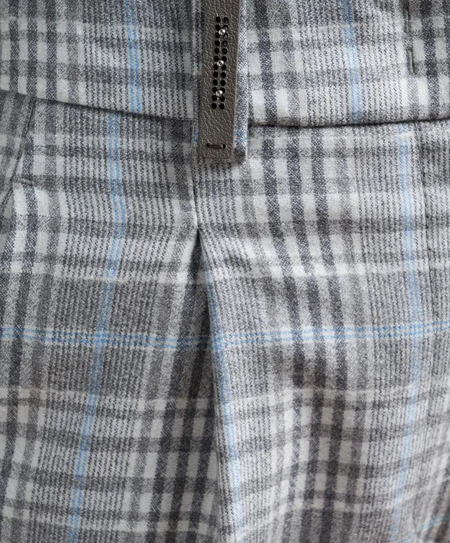 Peserico Gray checkered wool pants