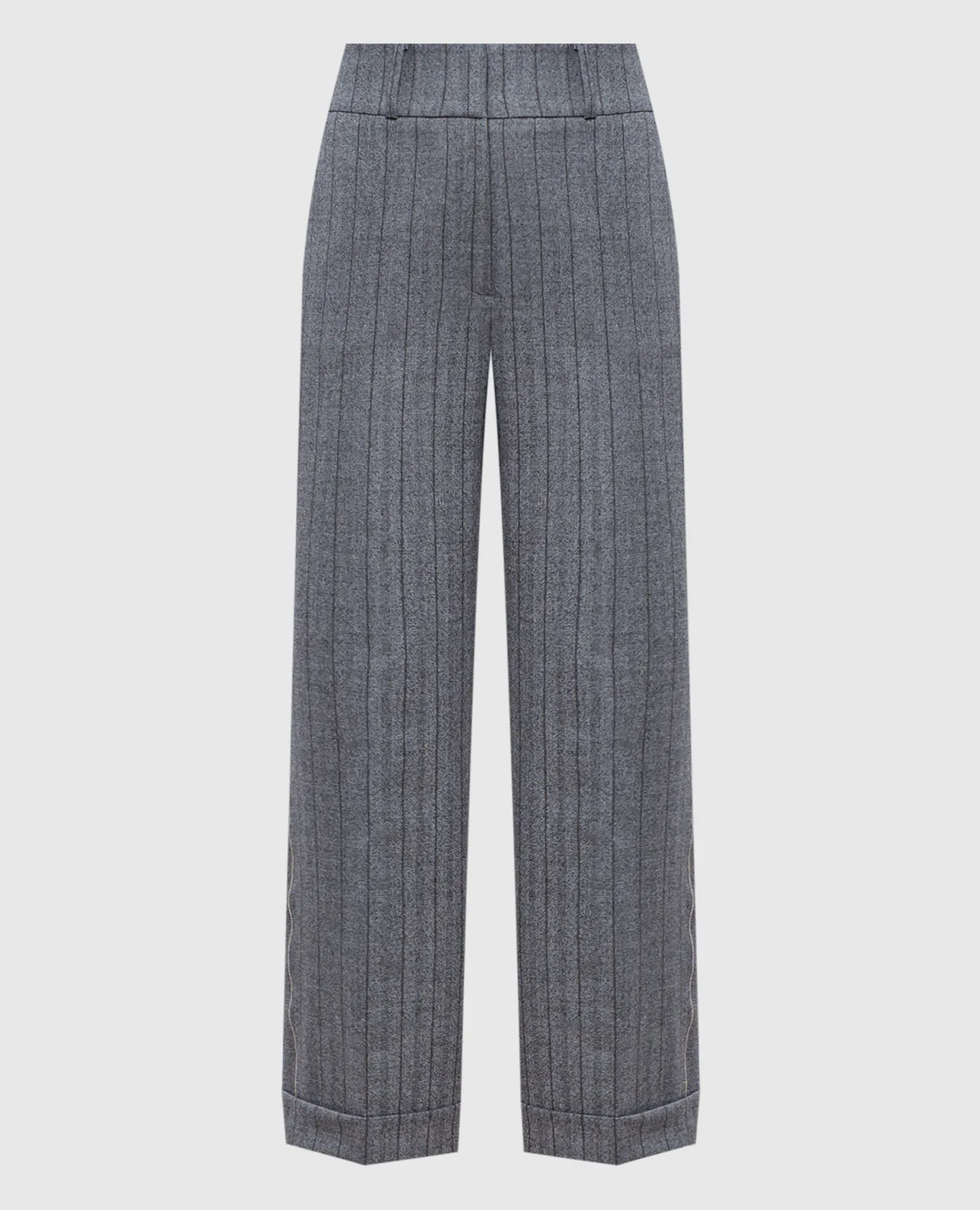 Peserico Gray striped wool pants