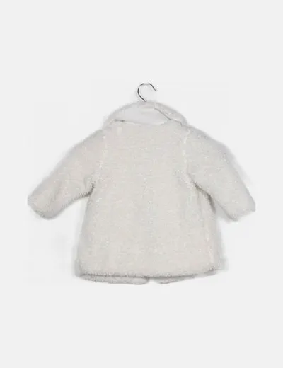 Petit Bateau Abrigo blanco borreguito