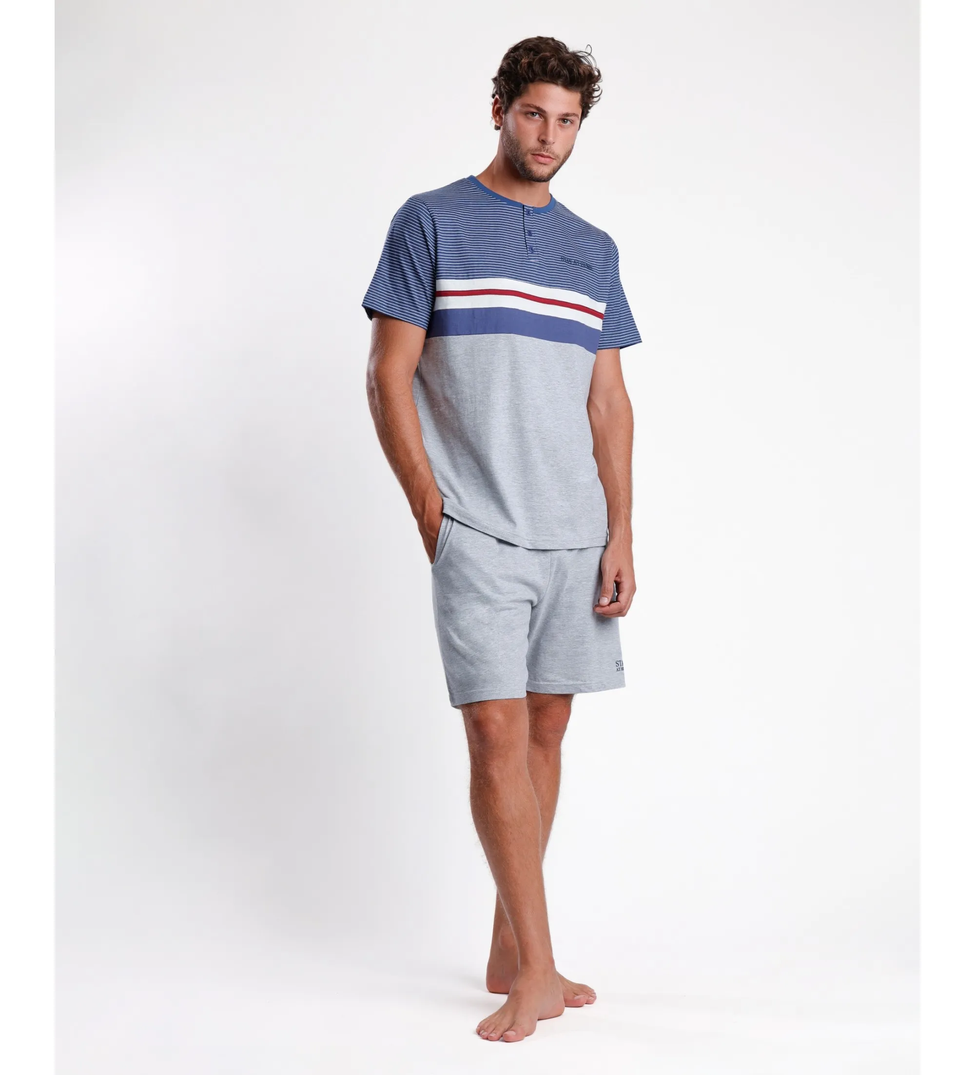 Pijama Manga Corta Grey Stay gris