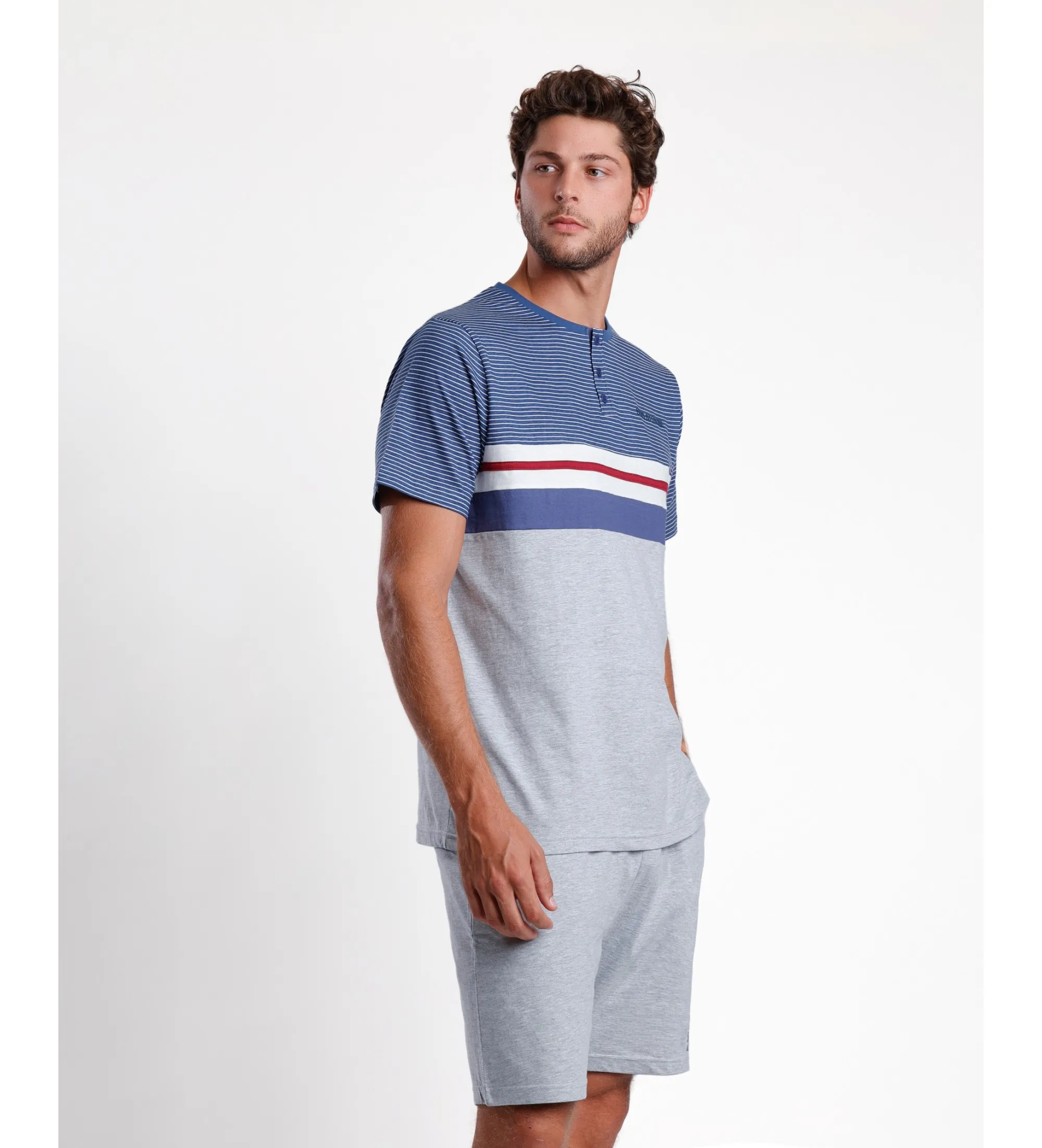 Pijama Manga Corta Grey Stay gris