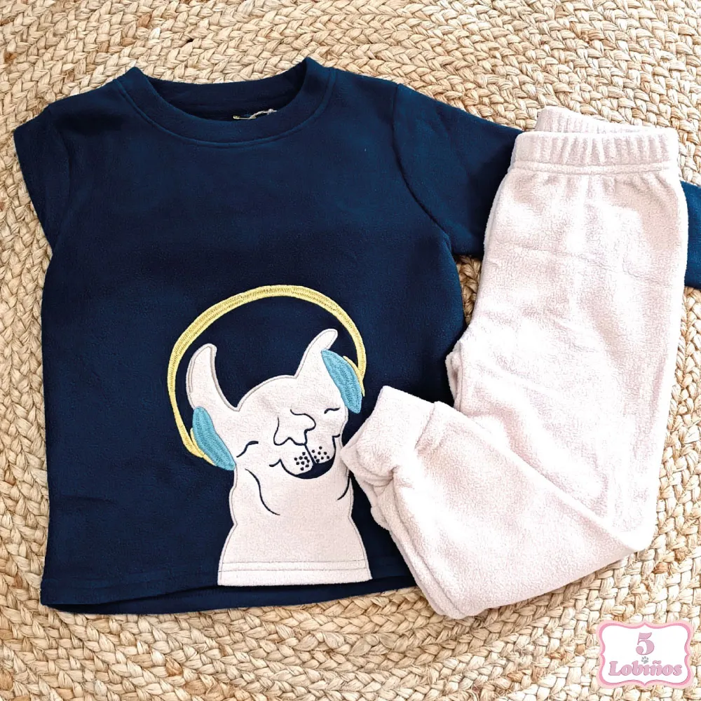 PIJAMA POLAR LLAMAS MARINO Y BEIG Zippy