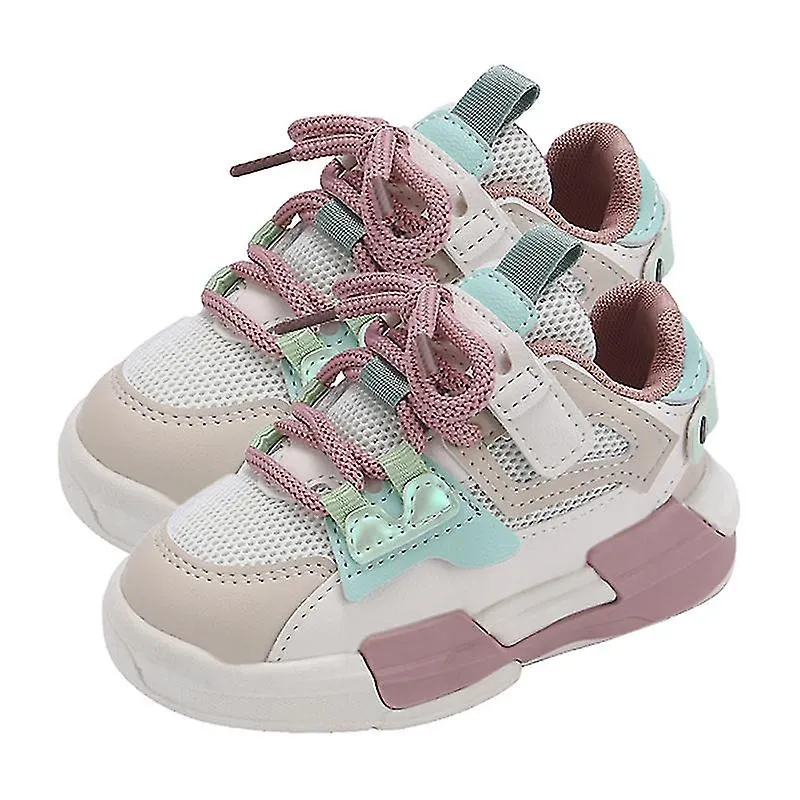 PINK KIDS WALKING AND RUNNING SHOES  LIGHTWEIGHT, BREATHABLE WITH HOOK LOOP FASTENERS (SIZE 22)