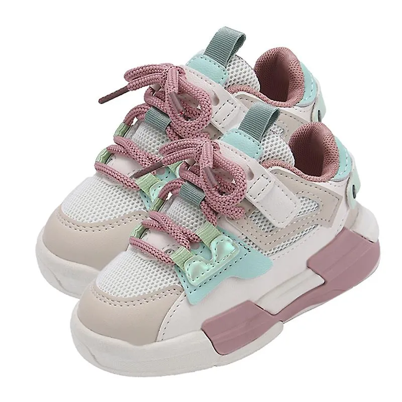 PINK KIDS WALKING AND RUNNING SHOES  LIGHTWEIGHT, BREATHABLE WITH HOOK LOOP FASTENERS (SIZE 22)
