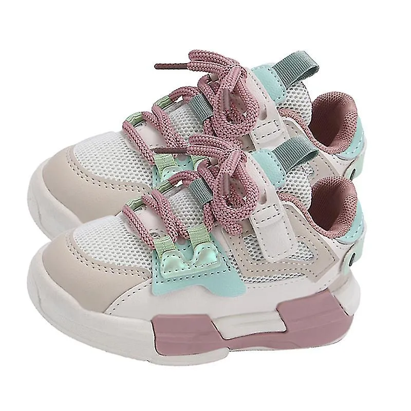 PINK KIDS WALKING AND RUNNING SHOES  LIGHTWEIGHT, BREATHABLE WITH HOOK LOOP FASTENERS (SIZE 22)