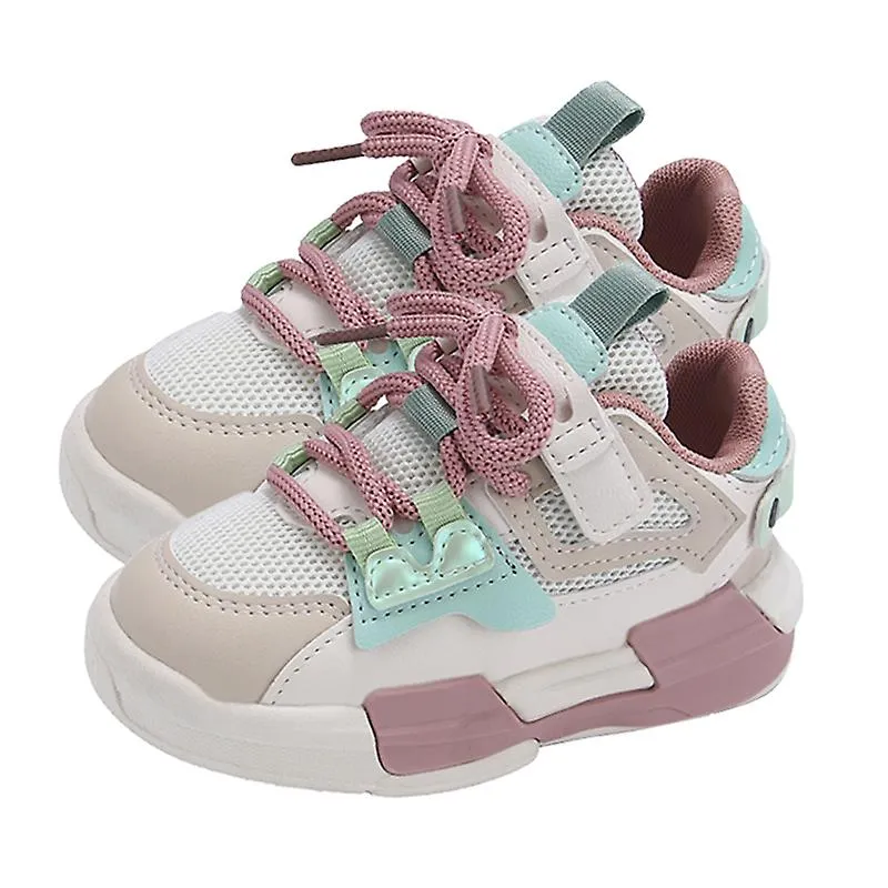 PINK KIDS WALKING AND RUNNING SHOES  LIGHTWEIGHT, BREATHABLE WITH HOOK LOOP FASTENERS (SIZE 22)